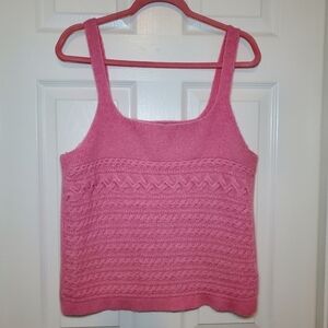 J.CREW Women's Wool Alpaca Blend Cable Knit Tank Top Sleeveless Pink Size Medium